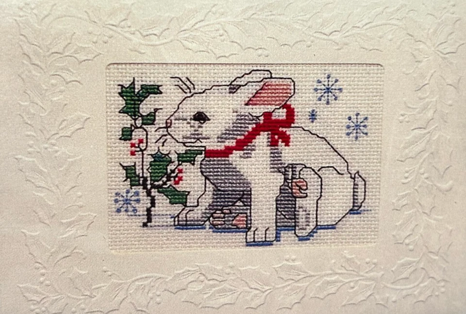 Juego de 4 tarjetas de Navidad de punto de cruz contadas Current Critters de colección NUEVO Foto 3 de 4