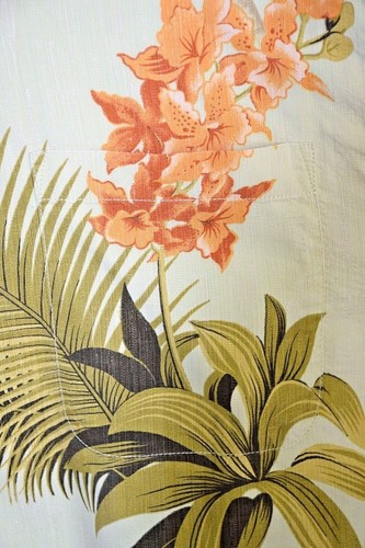 Tommy Bahama Large 48” 100% Silk Yellow Green Palm Tree Floral Camp Button Shirt - Picture 3 of 7