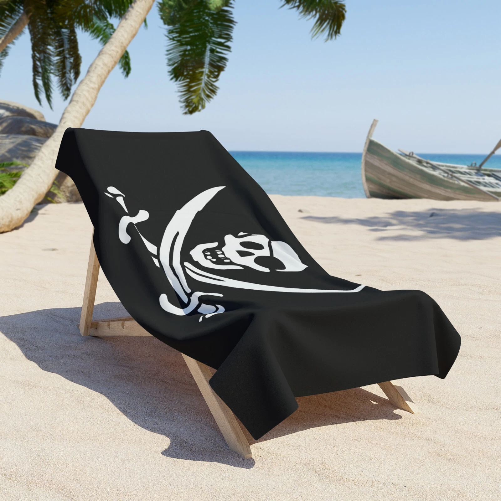 Pirate Skull crossbones flag oversized giant beach pool towel XL