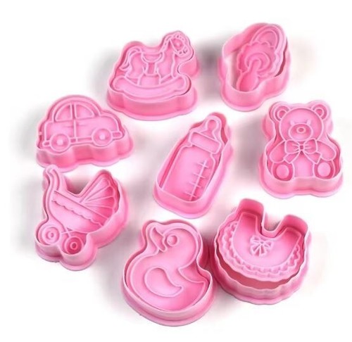 Baby shower Cookie Cutters embossers set of 8 pram dummy rocking horse bottle - Picture 7 of 7