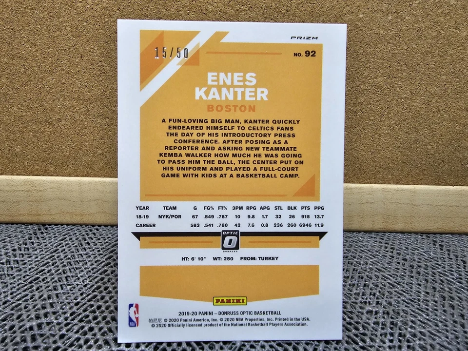 Donruss Optic Enes Kanter 15/50 Fast Break Blue No. 2019-20 92 🏀🔵 Foto 2 de 2