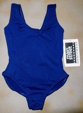 NWT Main Street Navy Blue Pinch Front Back Cotton Tank Leotard Dance sz XLChild