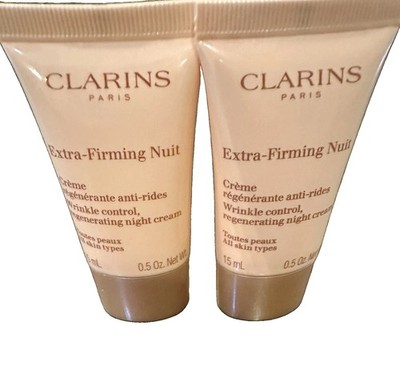 Clarins Extra-Firming Nuit Anti-Aging Wrinkle Night Cream 0.5 fl oz SET OF TWO
