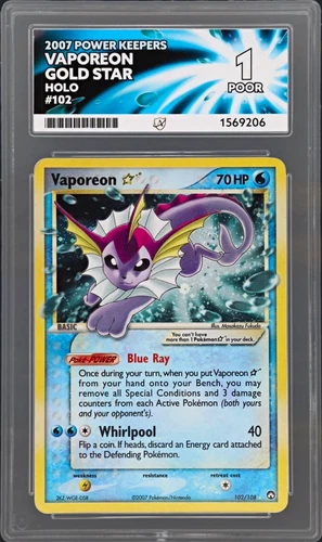 Nintendo Vaporeon Gold Star EX Power Keepers English 2007 102/108 ACE 1