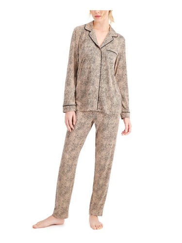 ALFANI Intimates Brown Animal Print Pajamas M