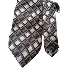 VTG Croft  Barrow Tie Geometric 100 Silk 4" 57-60inch diamond/cream -black