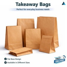 Paper Bags Strong Without Handles Brown Takeaway Kraft Food Sandwich Grocery Bag