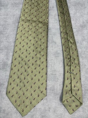 Ventura Tom James Men s Paisley Silk Tie 60x3.75 Green Hand Tailored NWT