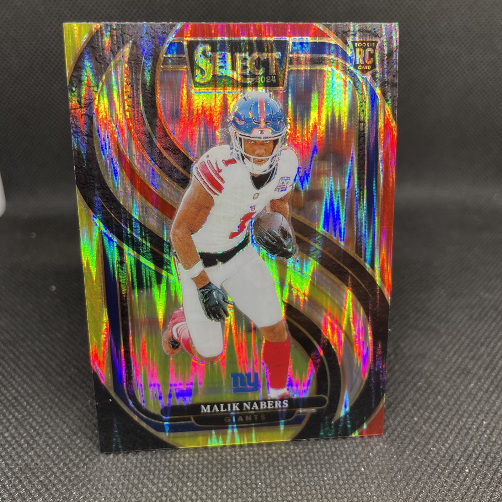 Malik Nabers Rookie 2024 Panini Select #116 Red & Yellow Prizm Shock Giants CB4