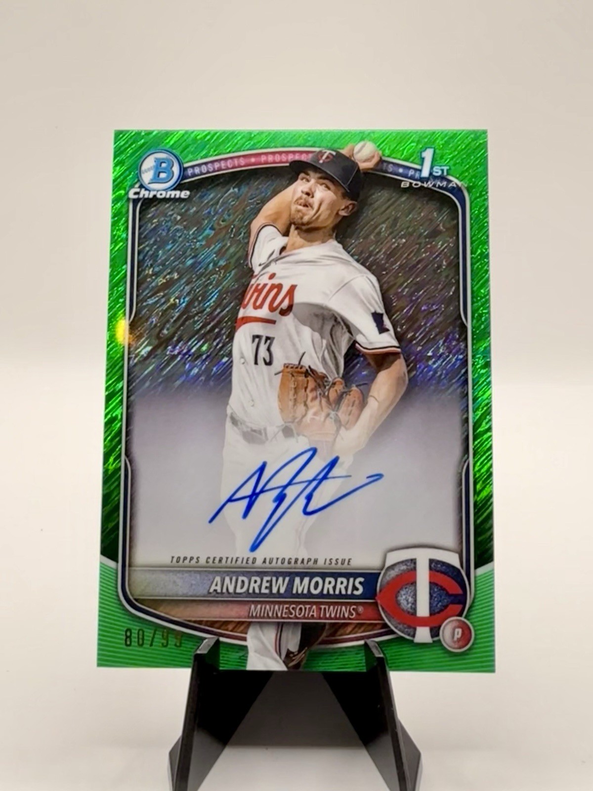 2025 Bowman Chrome Prospects Autographs Andrew Morris 1st Bowman Green /99
