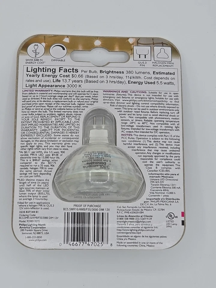 PHILIPS Glass 35 Watt MR16 Replacement GU5.3 Dimmable LED Floodlight (C4) - Image 3 of 4