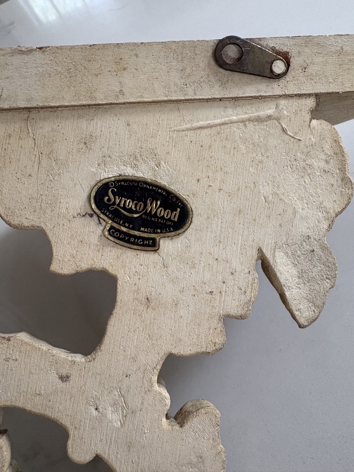 Pair Vintage Syroco Wood Floral Wall Sconce Shelf Shelves