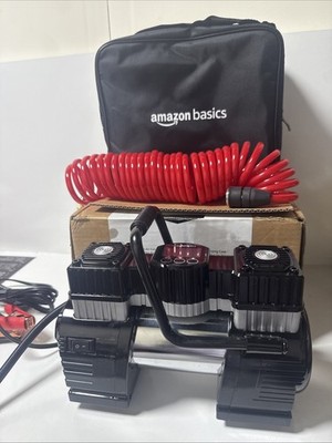 Amazon Basics - Tragbarer digitaler Luftkompressor, zwei Akkuklemmen 