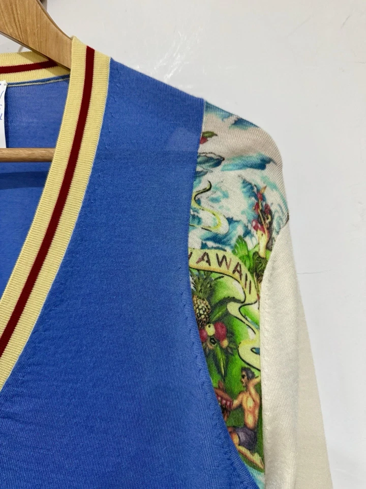 Dsquared2 Runway Sample Piece 2018 Summer Hawaiian 100% Merino Wool Cardigan M - Image 3 of 4