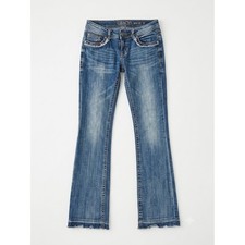 Grace in LA Womens Bootcut Jeans Embroidered Flap Pocket Blue Denim Size 27