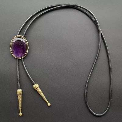 Amethyst Stein Herren Bolo Krawatte Cowboy Vintage Legierung Gewachstes Seil