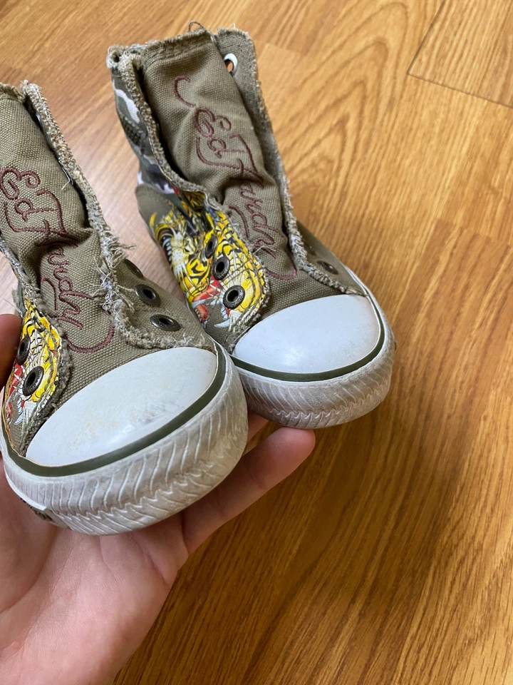 Ed Hardy Kids Unisex US Sz 2 Eur 33 Canvas High Top Shoes - Image 3 of 4
