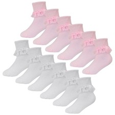 6 Pack Baby Girl Cotton Frilly Lace Socks | Sock Snob | Socks for Toddler