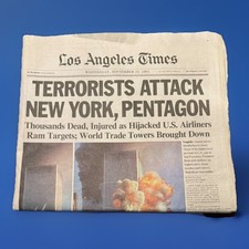 Los Angeles Times September 11th Terrorist Attack  Sept 12th 2001