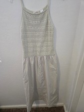 Women's Drop Waist Maxi Crochet Lined Bodice Dress Universal Thread Beige Small