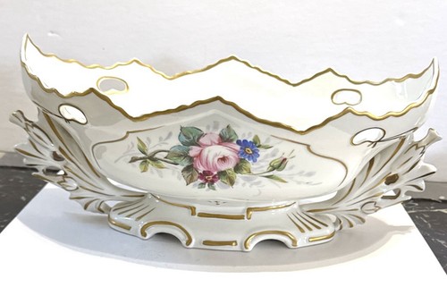 Jarrón vintage para derrames centro de mesa Vista Alegre VA Portugal grande 12” barco de porcelana - Imagen 8 de 23