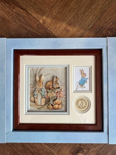 NEW Peter Rabbit Framed Picture DeCoupage Hand Made Gift Box, Nursery Art