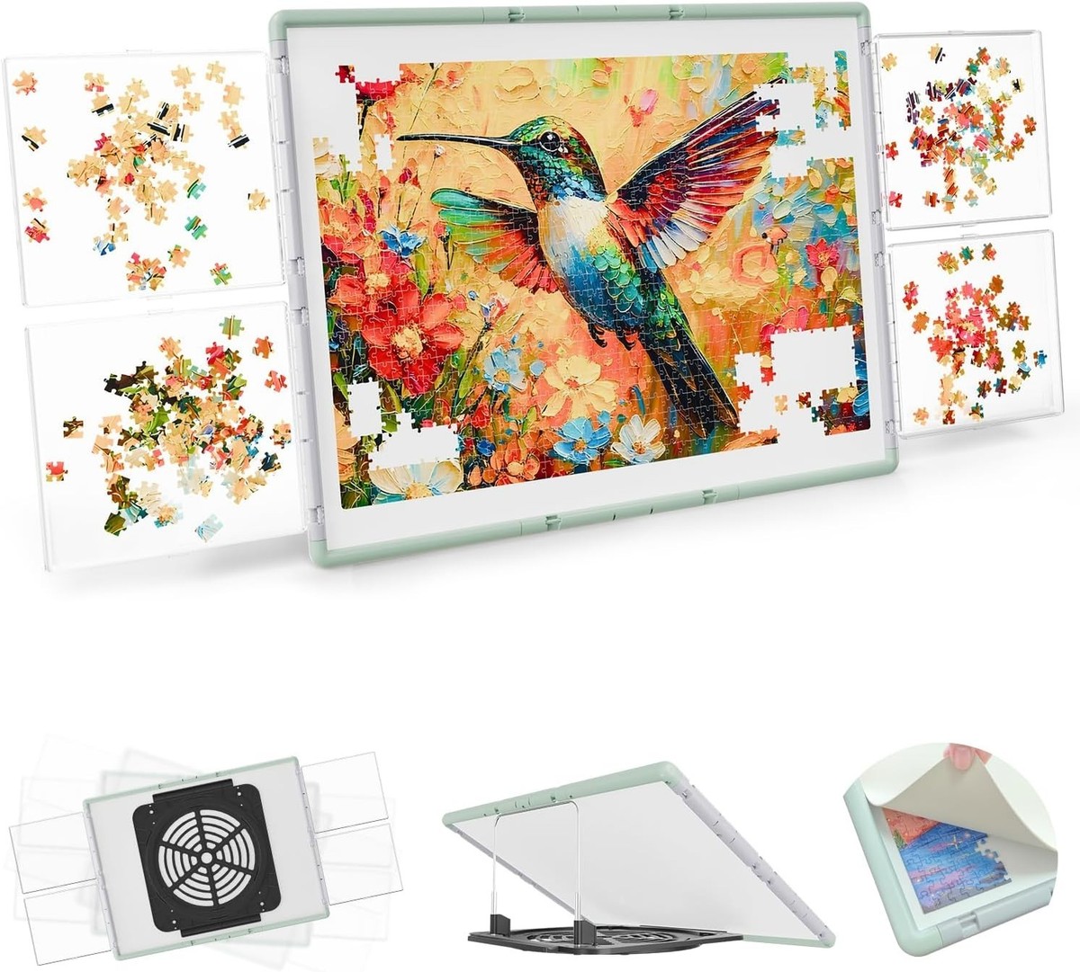 MobiPuzz 1000 Pieces Puzzle Board 3-in-1 Double-Sided Rotating