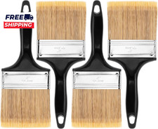 Bates Paint Brushes 4 Inch 4 Pack Flat Paint Brushes for Wall Furniture and Wood