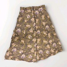 Vintage Sag Harbor Button Down Brown Green Floral Skirt Medium SpBB 