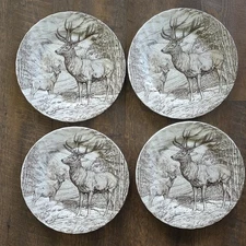 8 Christmas Reindeer Dinner Plates Stag 10" New Holiday UK QUEENS