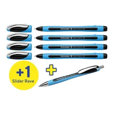 Pk/4 Schneider Slider Memo XB Ballpoint Pens, Black + FREE Rave Pen