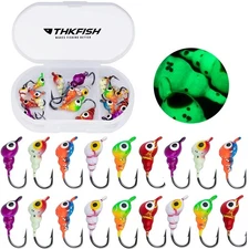 THKFISH Ice Fishing Lures, Ice Fishing Jigs Kit Glow Jigs Heads for Panfish, ...