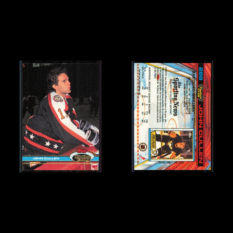 John Cullen #289 1991 Topps Stadium Club Hartford Whalers Hockey Card NHL NM - Image 3 of 3