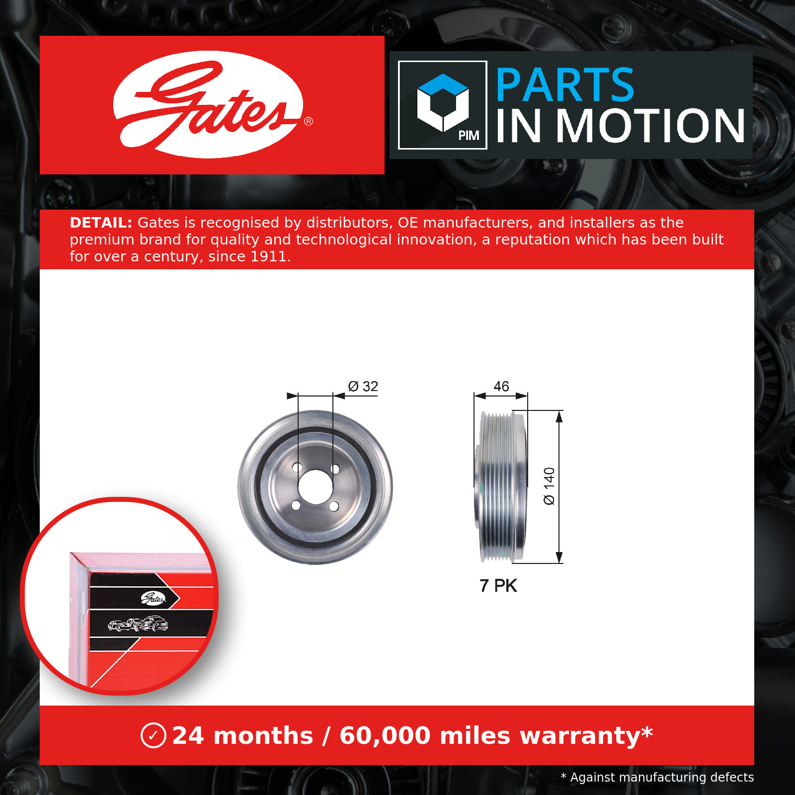 Crankshaft Pulley (TVD) TVD1078 Gates Torsional Vibration Damper 504017415 New