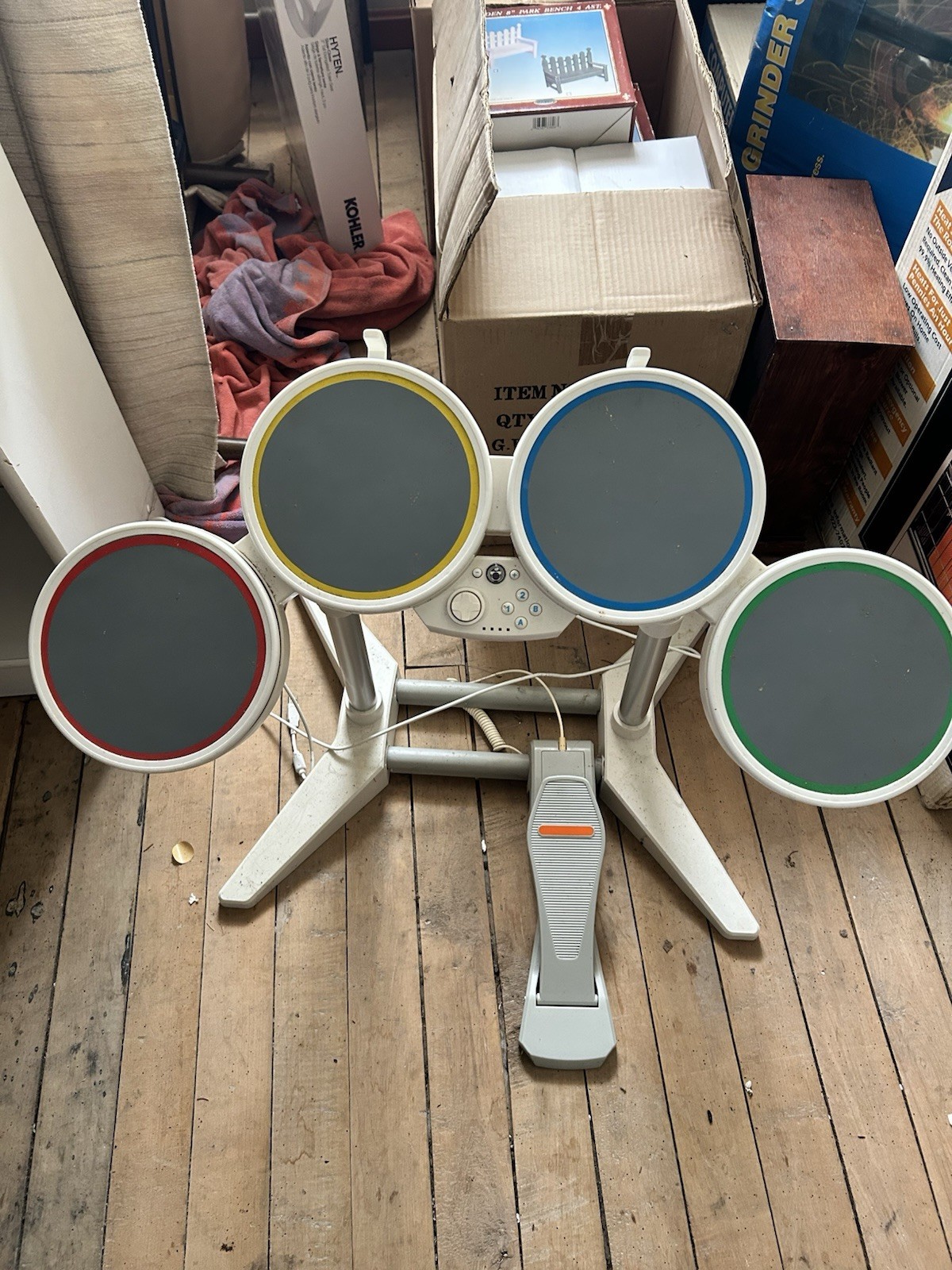 Ergonomic Wired Drum Set Controller for Nintendo Wii - Multicolor Plastic