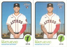2 CARD 2022 TOPPS HERITAGE J.J. MATIJEVIC ROOKIE BASEBALL CARD LOT