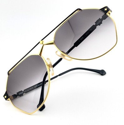 NOS vintage MCM München 2 black gold sunglasses 80s Germany MEDIUM Dita Cazal 2