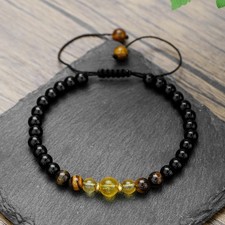 Wrist Citrus bracelet Tiger eye Adjustable Jewelry Black Men's and women's 6mm  
