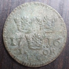 1 ORE (ÖRE) 1716 - LC - Sweden KM# 250 billon coin -Carl XII -#R936