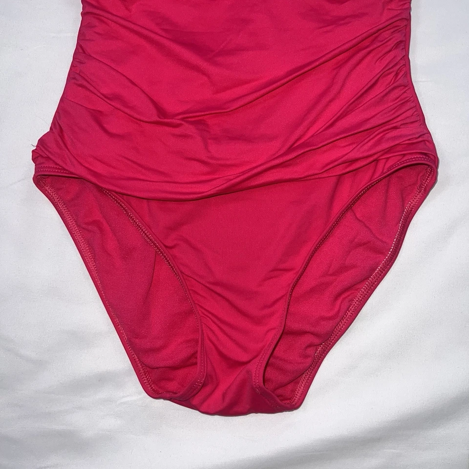 Lauren Ralph Lauren Swimsuit  Size 6 Pink Tummy Control Ruched Halter One-Piece - Image 4 of 4