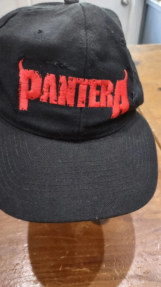 Gorra negra vintage años 90 Pantera banda de metal pesado lana Snapback Foto 2 de 4