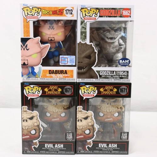 Funko Pop! Vinyl Figures Dabura DragonBall Z, Evil Ash, & Godzilla 1954 Lot of 4