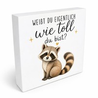 Holzbild In 20X20 Cm WaschbäR - Holzdeko Mit Liebevollem Spruch Mit Spruch: