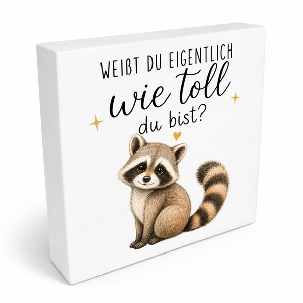 Holzbild In 20X20 Cm WaschbäR - Holzdeko Mit Liebevollem Spruch Mit Spruch:-image
