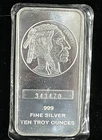 10 Troy oz. Fine Silver Bar - Buffalo Nickel Style