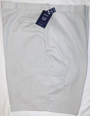HAGGAR Cotton Cargo Shorts Hidden Comfort Waist Stretch Big and Tall Stone Beige