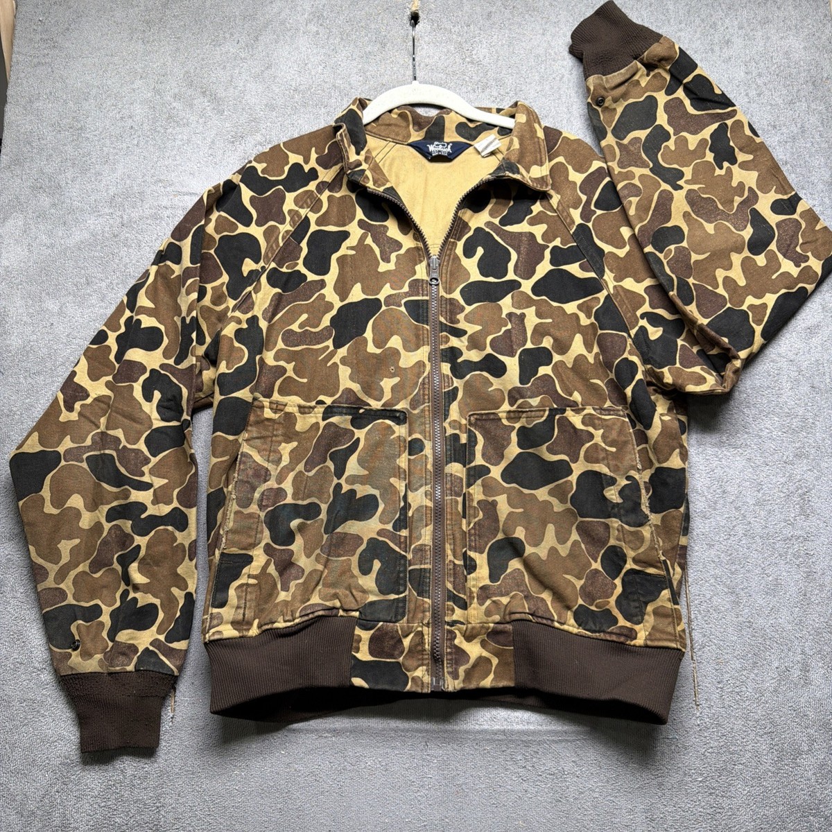 Woolrich Vintage Camo Work Jacket Zip Front Made USA Men's Large