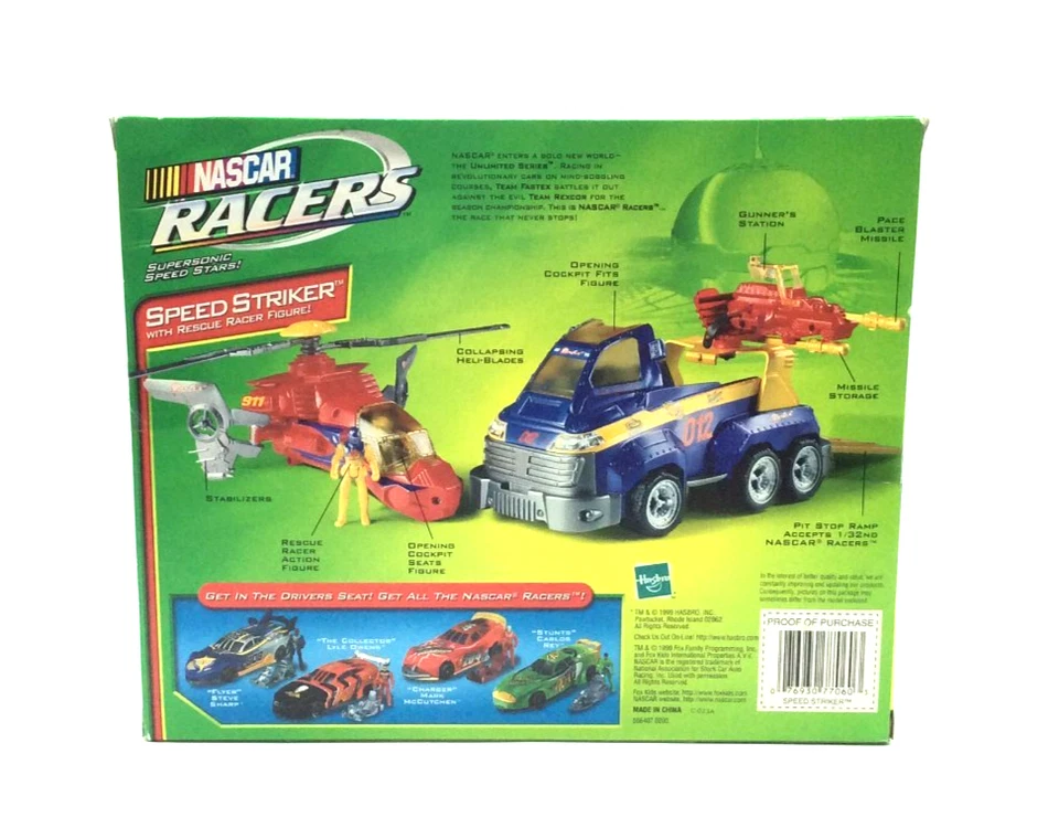 Hasbro Fox Kids NASCAR Racers SPEED STRIKER W/ RESCUE RACER FIGURE - Image 4 of 4