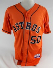 2013-17 Houston Astros #50 Game Used Orange Jersey Name Plate Removed 46 052