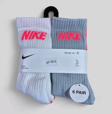 NIKE Boys Socks Crew Cushioned School Everyday 6 Pair Shoe Size 10C-3Y